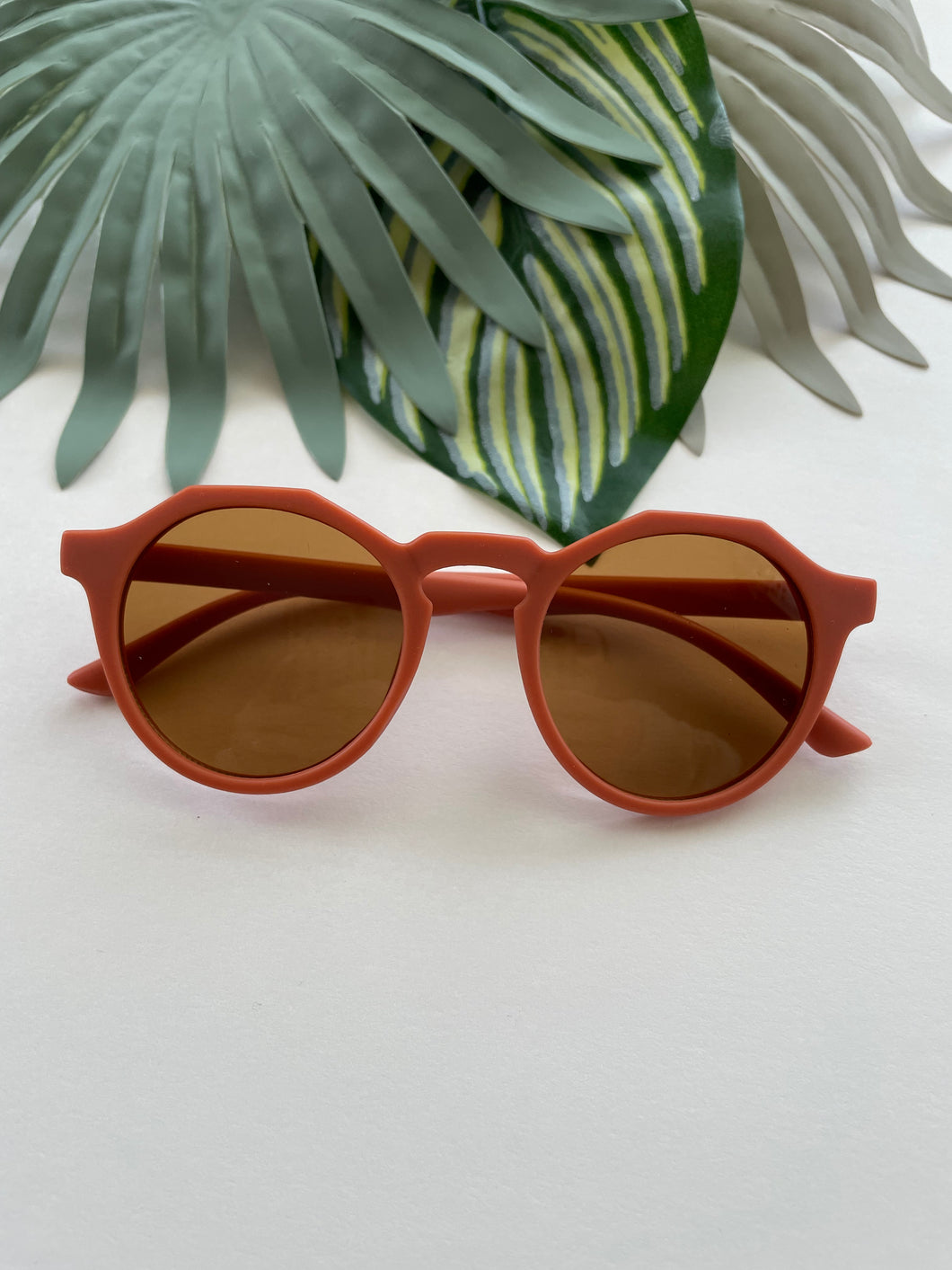 Hexagonal Sunglasses - Rust
