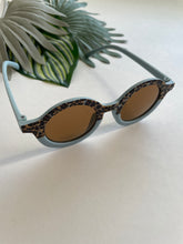 Load image into Gallery viewer, Round Two Tone Sunglasses - Sky Blue Cheetah
