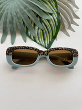Load image into Gallery viewer, Rectangle Two Tone Cheetah Sunglasses - Sky Blue
