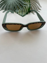 Load image into Gallery viewer, Rectangle Two Tone Cheetah Sunglasses - Succulent Green
